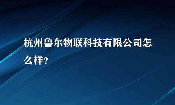 杭州鲁尔物联科技有限公司怎么样？