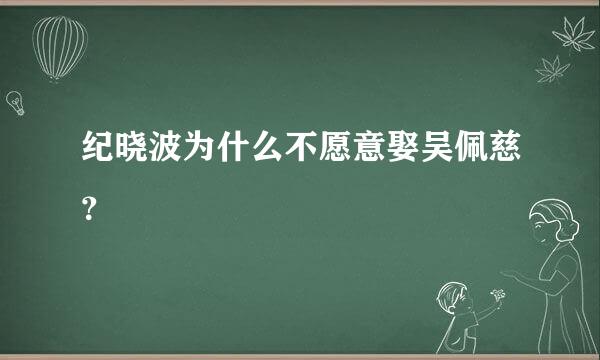 纪晓波为什么不愿意娶吴佩慈？