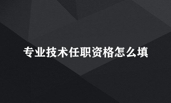 专业技术任职资格怎么填