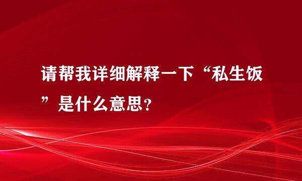 请帮我详细解释一下“私生饭”是什么意思？