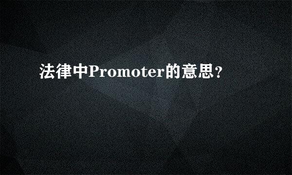 法律中Promoter的意思？