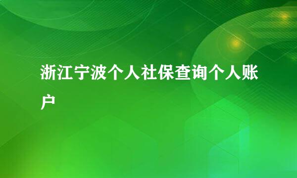 浙江宁波个人社保查询个人账户