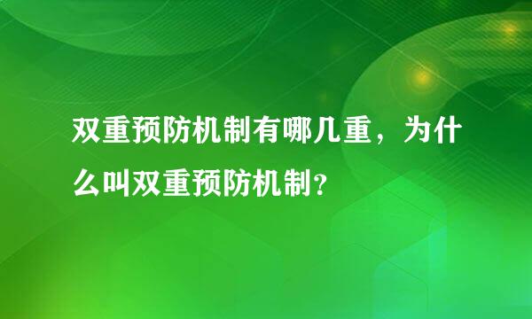 双重预防机制有哪几重，为什么叫双重预防机制？