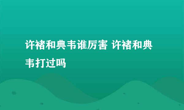 许褚和典韦谁厉害 许褚和典韦打过吗