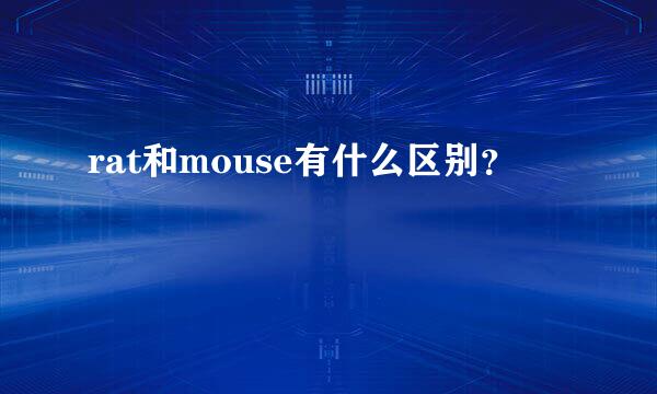 rat和mouse有什么区别？