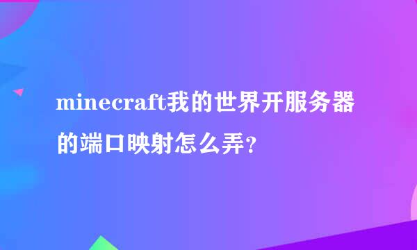 minecraft我的世界开服务器的端口映射怎么弄？