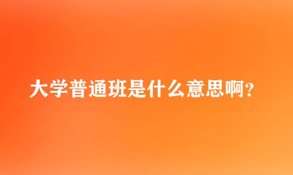 大学普通班是什么意思啊？