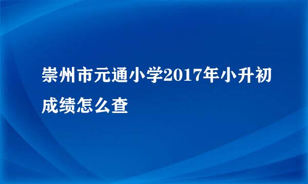 崇州市元通小学2017年小升初成绩怎么查