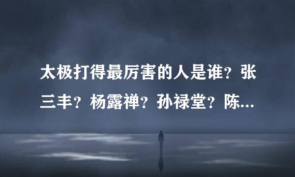 太极打得最厉害的人是谁？张三丰？杨露禅？孙禄堂？陈王廷？据说张三丰的太极只是武侠小说吹出来的？