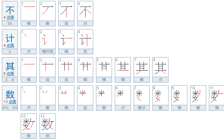 不计其数把成语的意思用具体的语句表现出来？