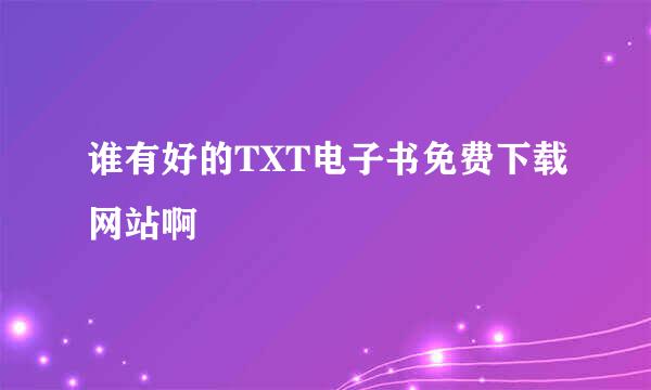 谁有好的TXT电子书免费下载网站啊