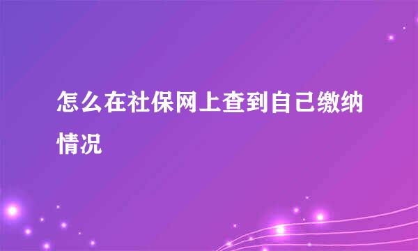 怎么在社保网上查到自己缴纳情况