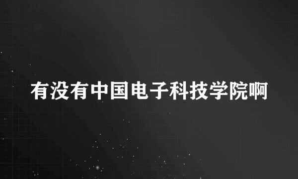 有没有中国电子科技学院啊