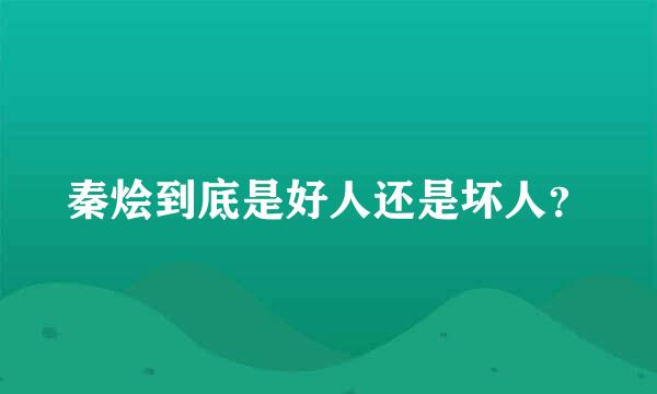 秦烩到底是好人还是坏人？