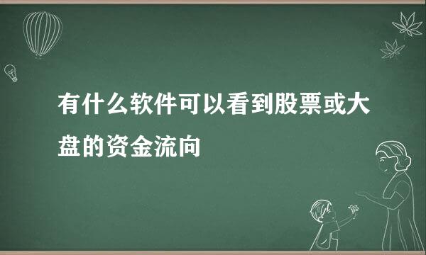 有什么软件可以看到股票或大盘的资金流向