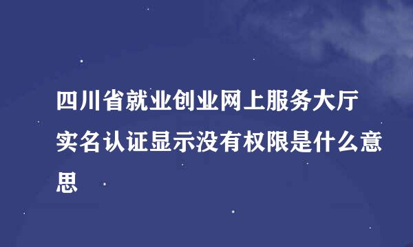 四川省就业创业网上服务大厅实名认证显示没有权限是什么意思