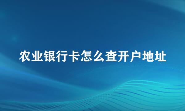 农业银行卡怎么查开户地址