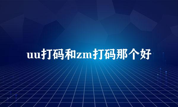 uu打码和zm打码那个好