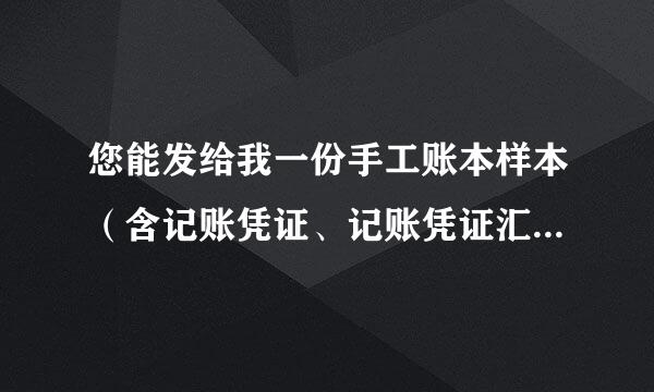 您能发给我一份手工账本样本（含记账凭证、记账凭证汇总表. 现金日记账、银行日记账、总账、明细账），