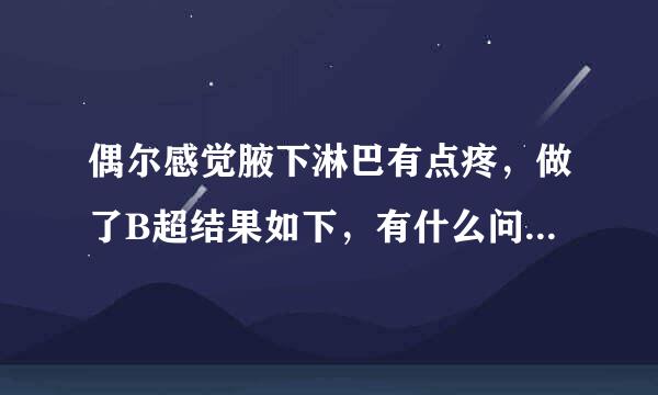 偶尔感觉腋下淋巴有点疼，做了B超结果如下，有什么问题吗，需要进一步检查吗，有淋巴结，要紧吗？