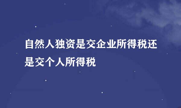 自然人独资是交企业所得税还是交个人所得税