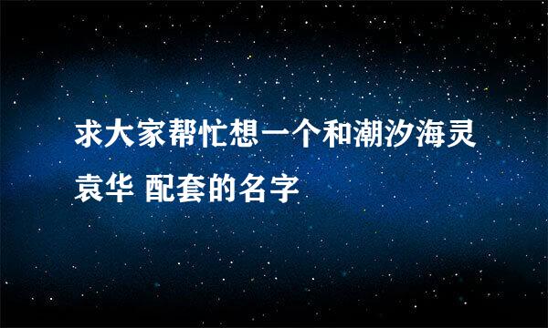 求大家帮忙想一个和潮汐海灵袁华 配套的名字