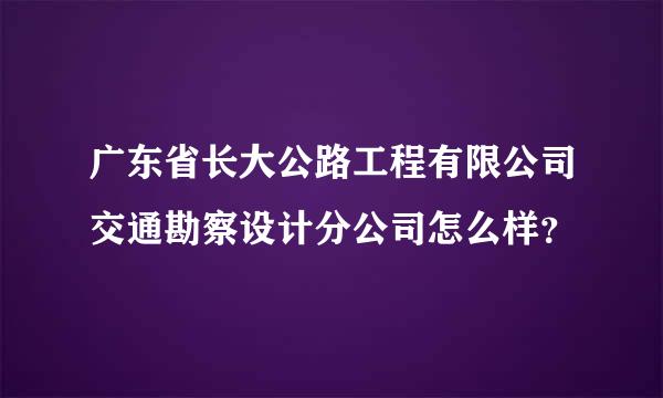 广东省长大公路工程有限公司交通勘察设计分公司怎么样？