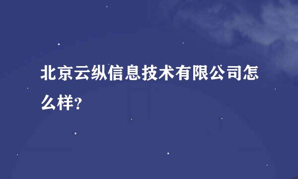 北京云纵信息技术有限公司怎么样？