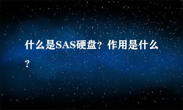 什么是SAS硬盘？作用是什么？