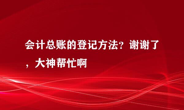 会计总账的登记方法？谢谢了，大神帮忙啊