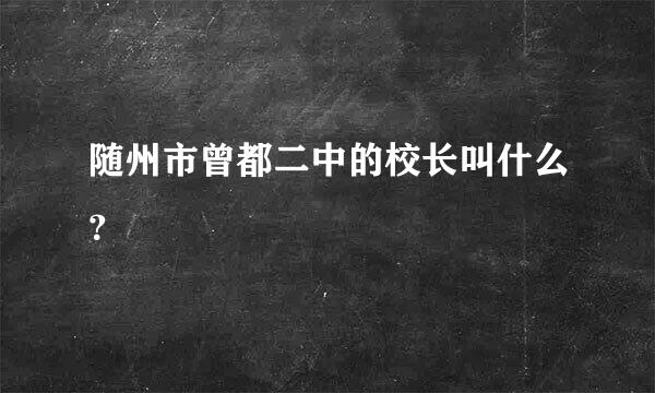 随州市曾都二中的校长叫什么？