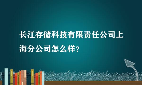 长江存储科技有限责任公司上海分公司怎么样？