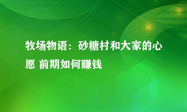 牧场物语：砂糖村和大家的心愿 前期如何赚钱