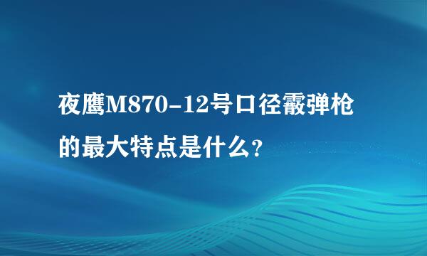 夜鹰M870-12号口径霰弹枪的最大特点是什么？