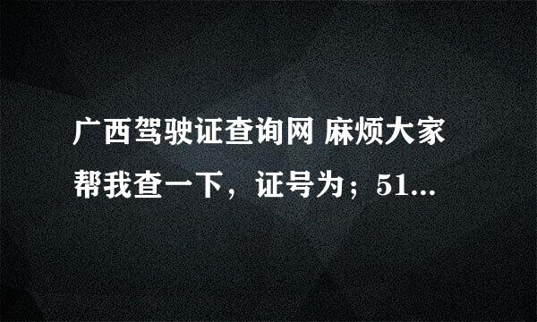 广西驾驶证查询网 麻烦大家帮我查一下，证号为；512301196708075852 档案编号为；450401404733 这个驾驶证