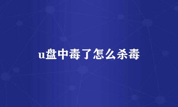 u盘中毒了怎么杀毒