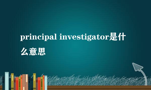 principal investigator是什么意思