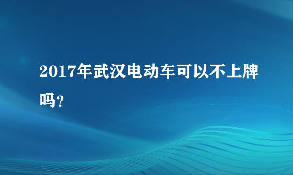 2017年武汉电动车可以不上牌吗？