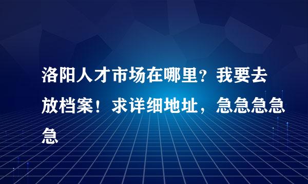 洛阳人才市场在哪里？我要去放档案！求详细地址，急急急急急