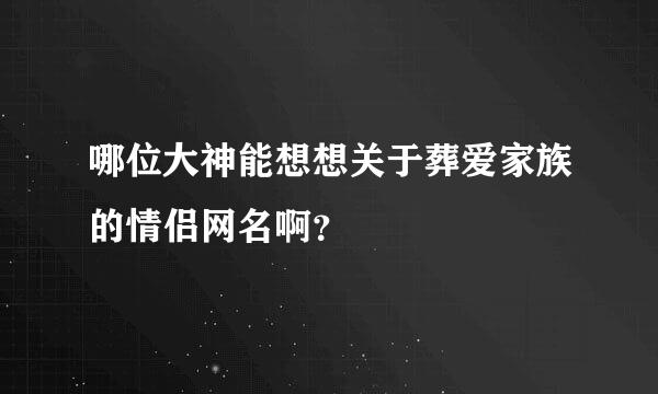 哪位大神能想想关于葬爱家族的情侣网名啊？