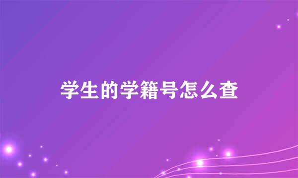 学生的学籍号怎么查