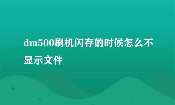 dm500刷机闪存的时候怎么不显示文件