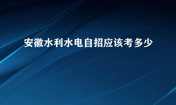 安徽水利水电自招应该考多少