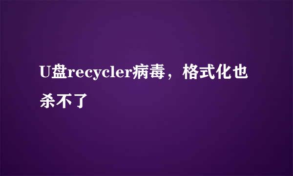 U盘recycler病毒，格式化也杀不了