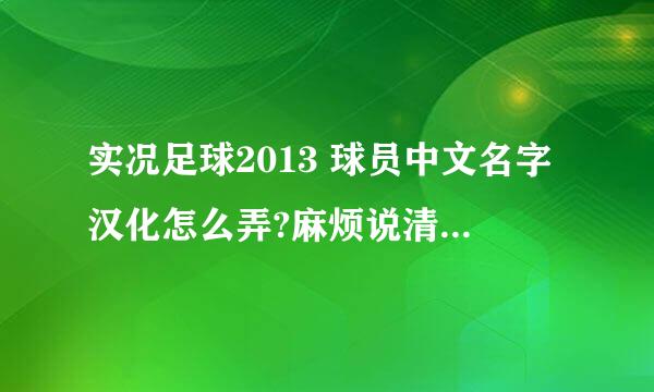 实况足球2013 球员中文名字汉化怎么弄?麻烦说清楚点,,急~~~~~~~~~~~~~~~