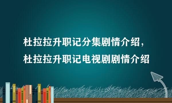 杜拉拉升职记分集剧情介绍，杜拉拉升职记电视剧剧情介绍