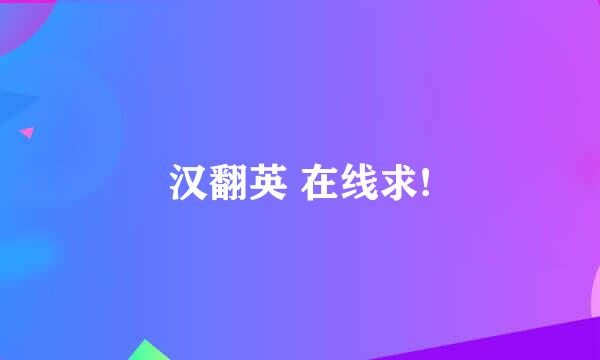 汉翻英 在线求!