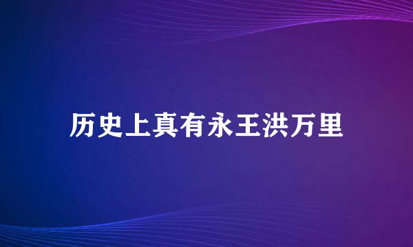 历史上真有永王洪万里