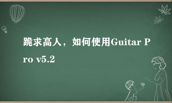 跪求高人，如何使用Guitar Pro v5.2