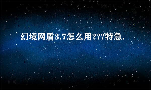 幻境网盾3.7怎么用???特急.